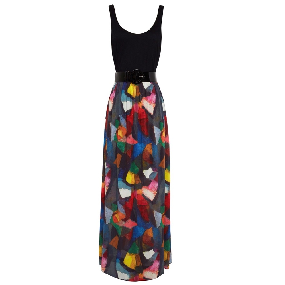 Alice + Olivia Black and Multicolor Maxi Dress